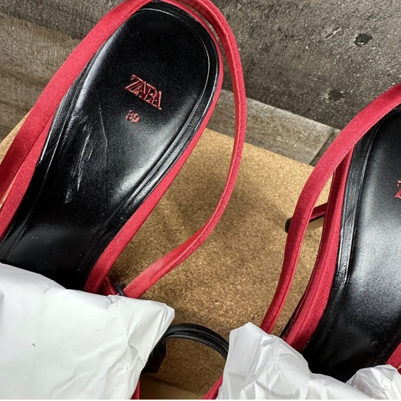 ZARA NEW WOMAN SLINGBACK SHOES WITH FLOWER RED SIZE EUR 39/ US 8/ UK 6 - Picture 6 of 6